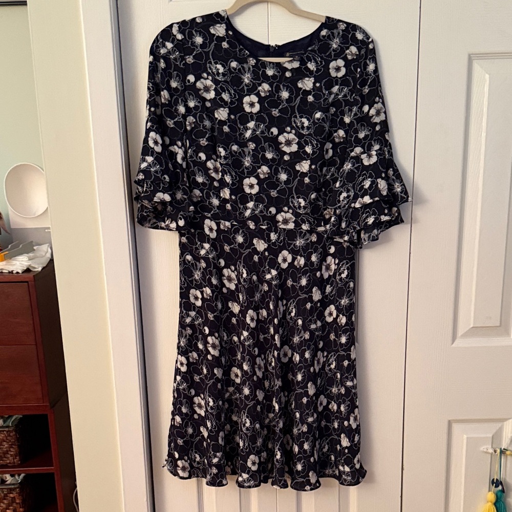 Brooks Brothers Navy and White Floral Shift Dress